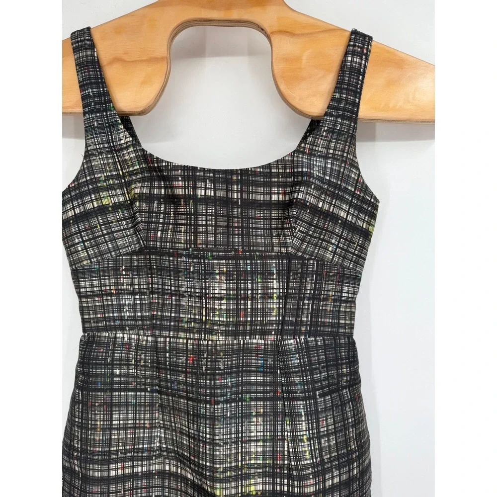 MILLY‎ Women's Sleeveless Tweed Plaid Sheath Dress Multicolor Size 4